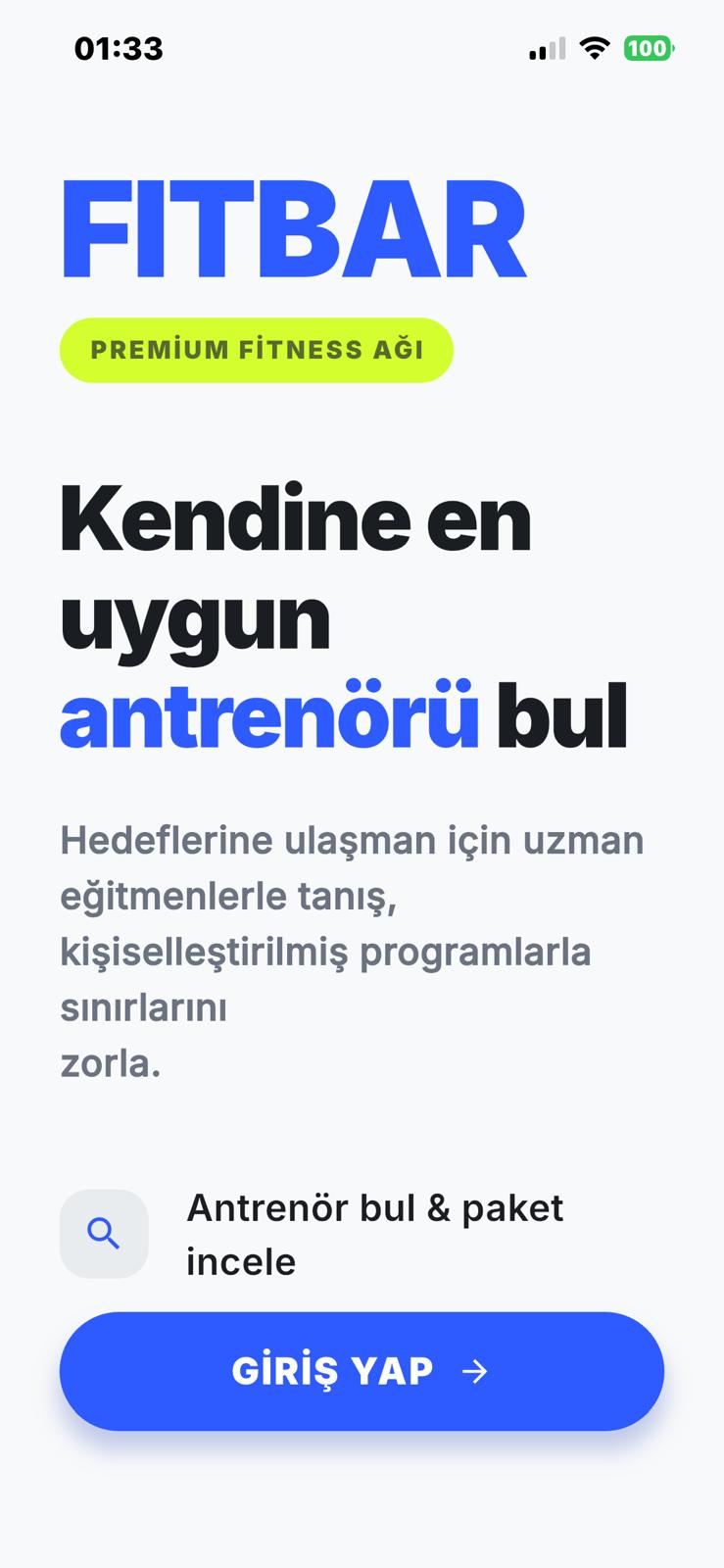 Fitbar Mobil Fitness Ekosistemi Android/IOS