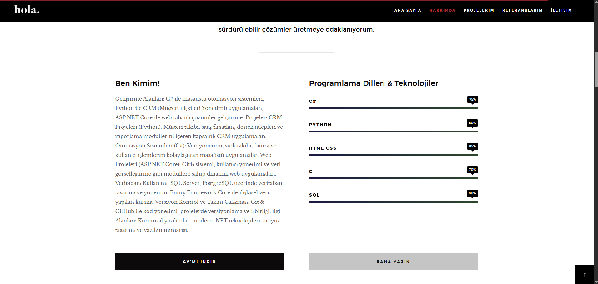 Admin Panelli Dinamik Portfolyo Projesi | ASP.NET Core 6.0