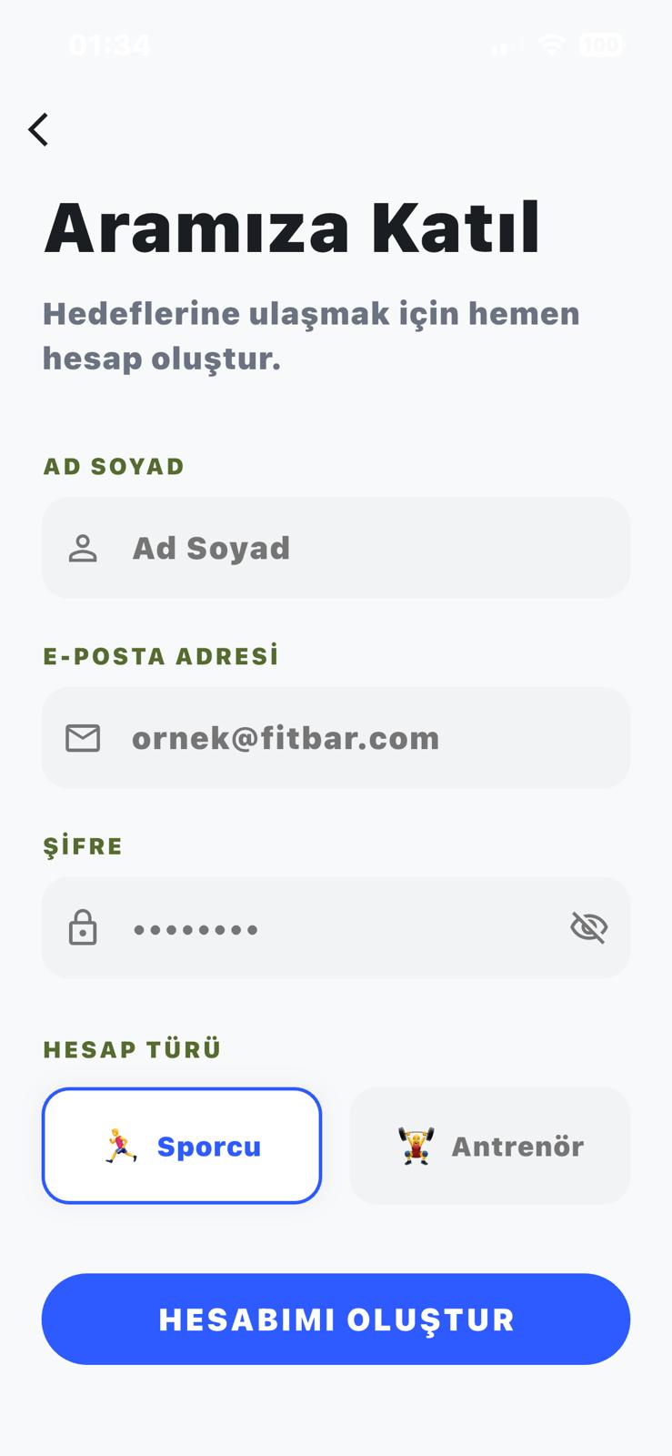 Fitbar Mobil Fitness Ekosistemi Android/IOS