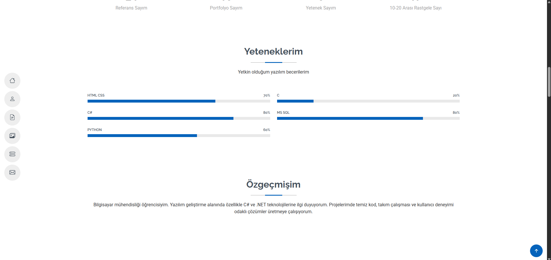 Kişisel Portfolyo Projesi – ASP.NET Core 6.0 ile Dinamik Web Sitesi