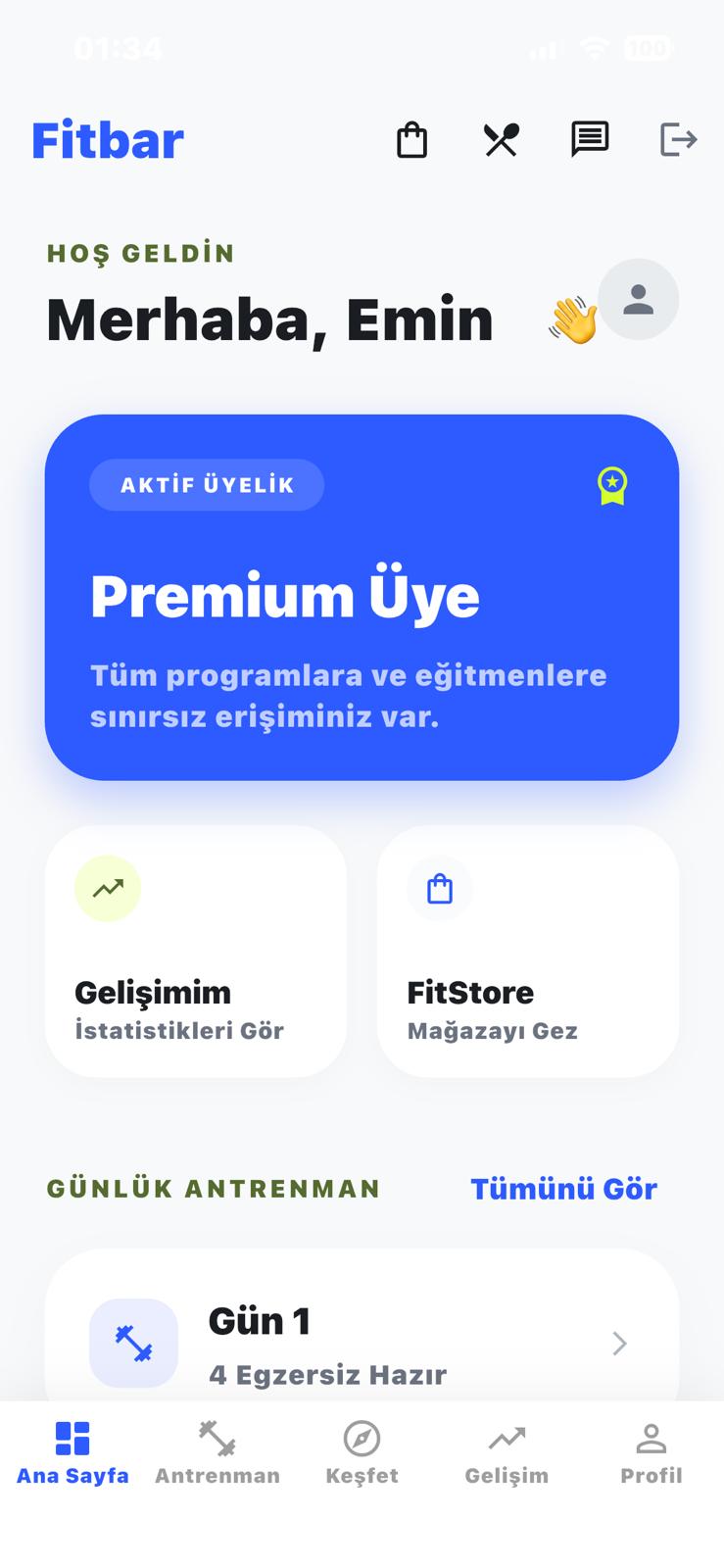 Fitbar Mobil Fitness Ekosistemi Android/IOS