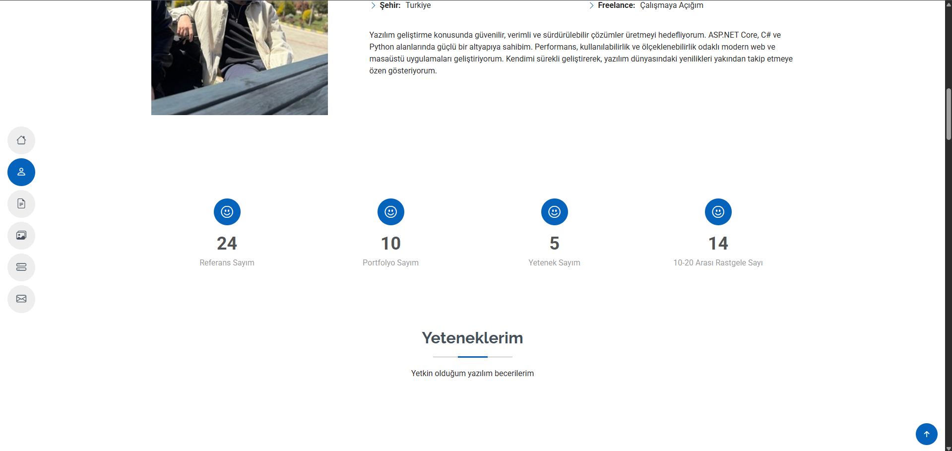 Kişisel Portfolyo Projesi – ASP.NET Core 6.0 ile Dinamik Web Sitesi