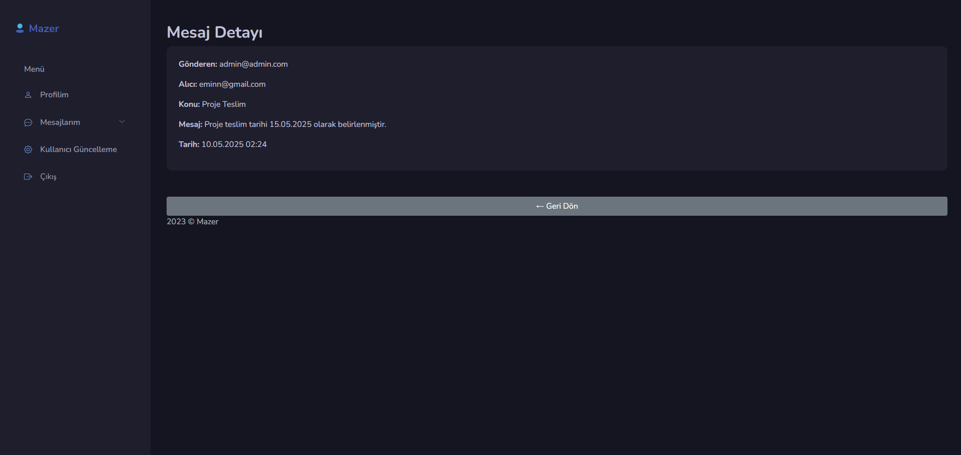 Identity Email Projesi – ASP.NET Core 8.0 ile E-Posta ve Mesajlaşma Uygulaması
