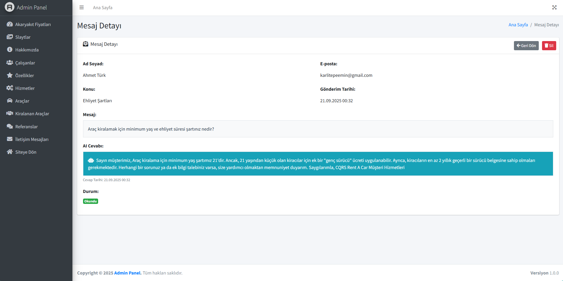 CQRS Rent A Car Project