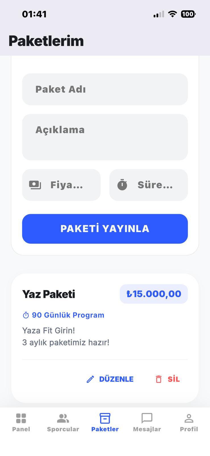 Fitbar Mobil Fitness Ekosistemi Android/IOS
