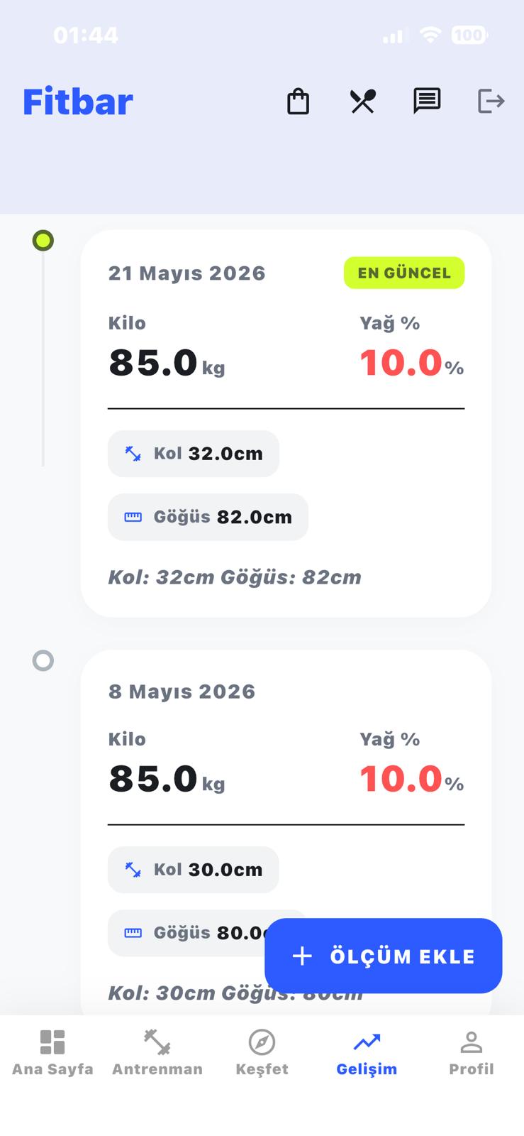 Fitbar Mobil Fitness Ekosistemi Android/IOS