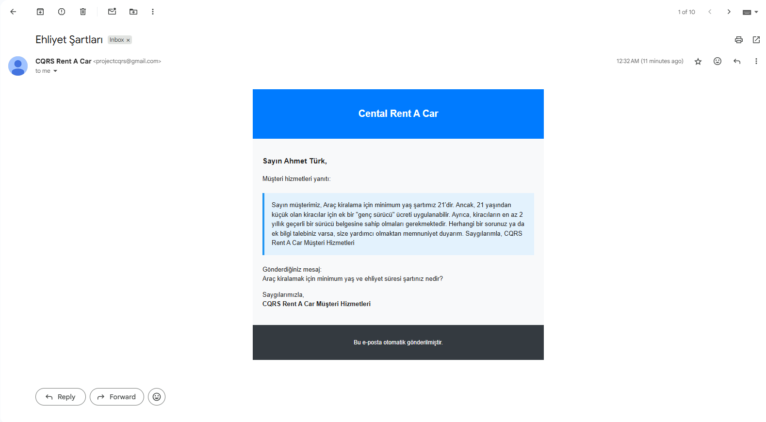 CQRS Rent A Car Project